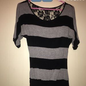 Striped Blouse with Sheer Back